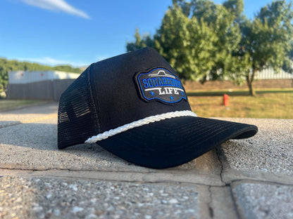 Vintage GM Squarebody Rope Snapback Trucker Mesh Hat with Patch - Classic Chevy GM GMC Truck Apparel for Men and Women