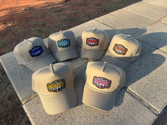 Vintage GM Squarebody Rope Snapback Khaki Trucker Mesh Hat with Patch - Classic Chevy GM GMC Truck Apparel for Men and Women