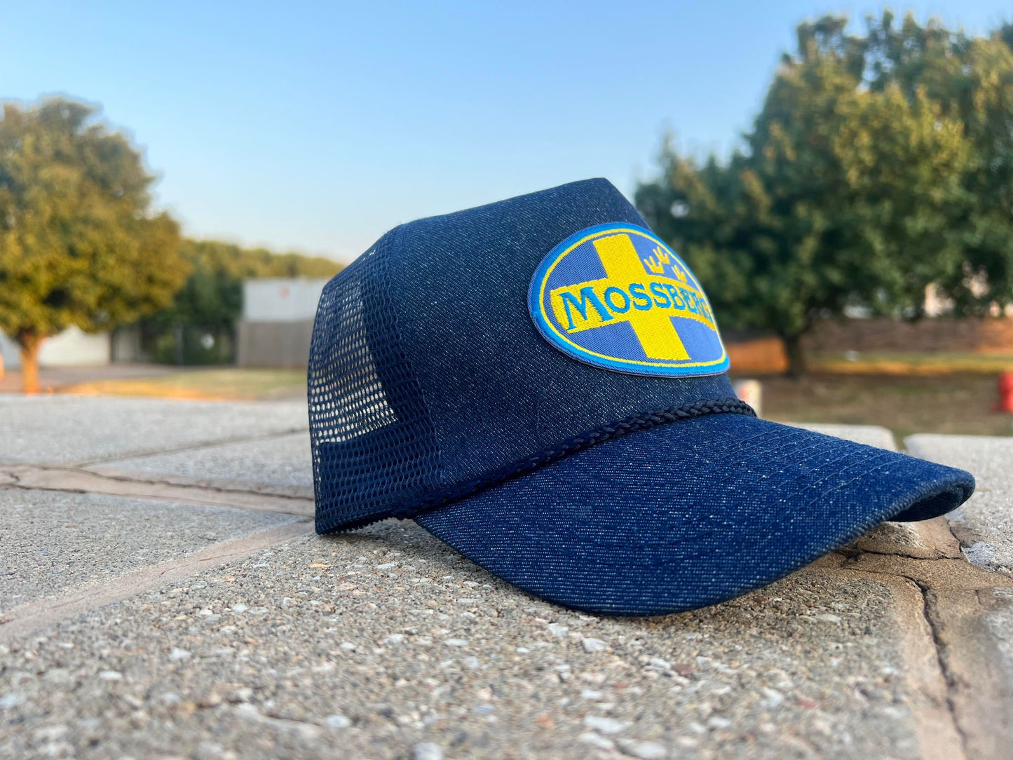 Vintage MOSSBERG guns Rope Snapback Trucker Mesh Hat with Patch - Apparel for Men and Women