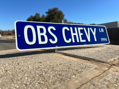Custom Chevy OBS Trucks Street Sign - Choose Your Year & Postal Abbreviation - 18x4 Inches - Perfect for Chevy Man Cave Garage